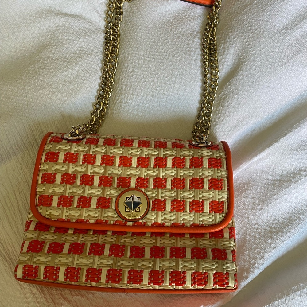 Kate spade tweed straw bag like new